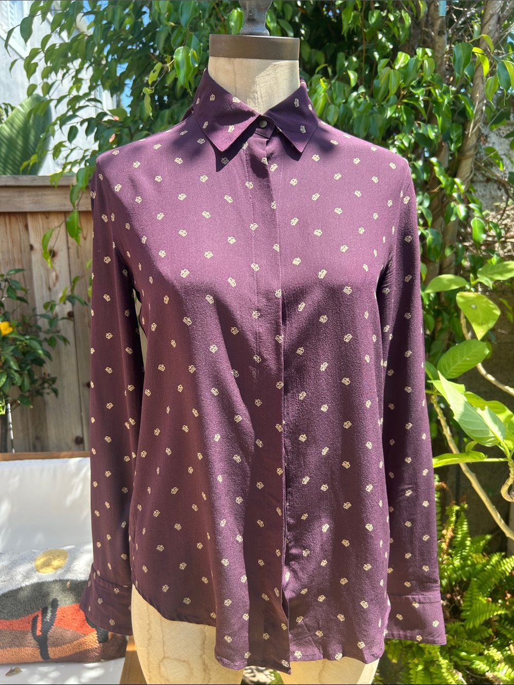 Club Monaco Purple Printed Button-Down Shirt